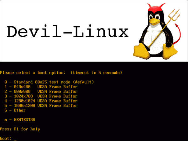 Devil Linux 起動メニュー
